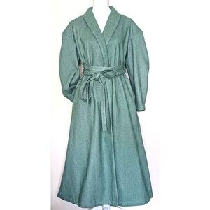 NWT Belted Maxi Wrap Coat Green Chevron Plaid Shawl Collar Sz S/M